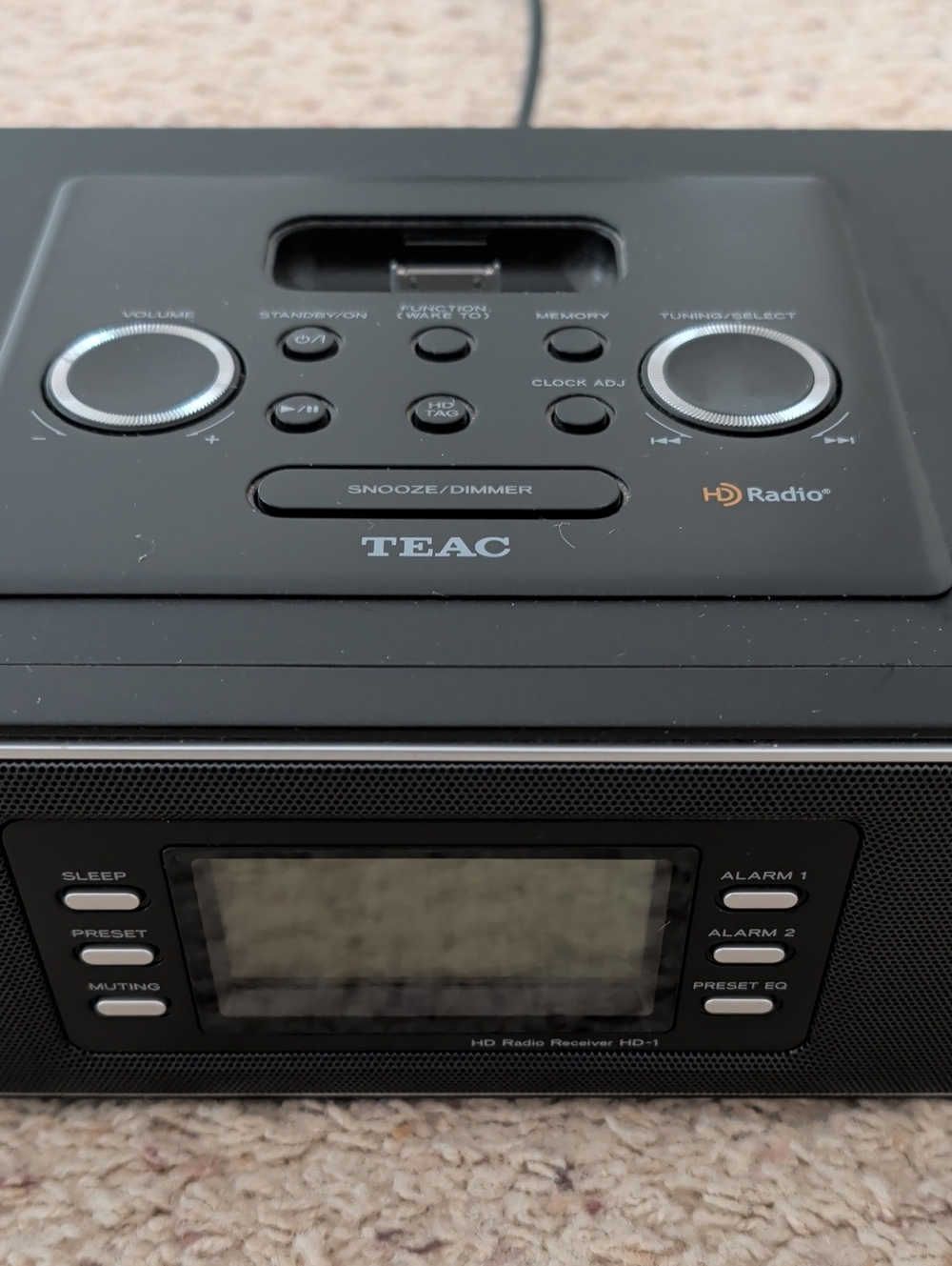 Black HD Radio Alarm Clock with Dock